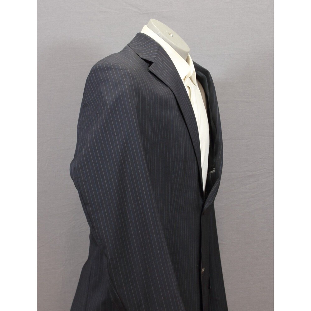 Hugo Boss Black Striped 2 Btn Wool 2 Piece Suit 44R Pleated Front 38" Waist - Picture 5 of 12